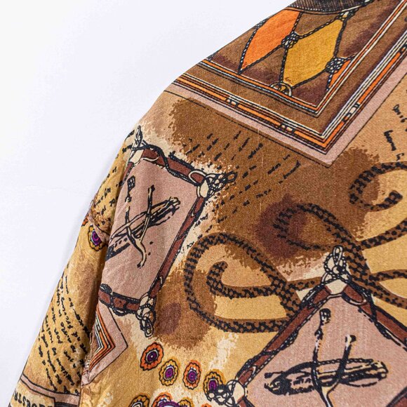 Equestrian Horse AOP Silk Bomber Jacket Medium VTG 90s Streetwear - Picture 8 of 8